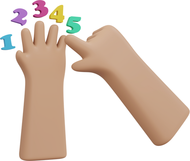 Mathematic kid hand counting 3D render